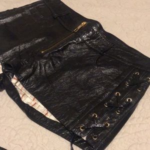 NWT- 100% Real Leather Tie Up Shorts 12 by Hilfiger Collection Retail $690